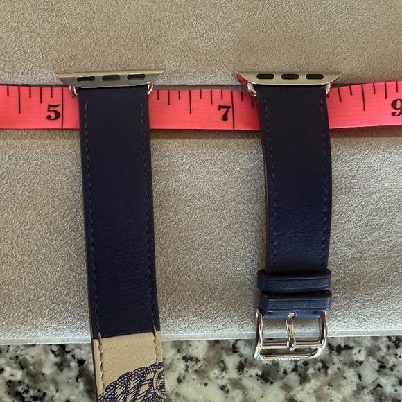 Apple x Hermès Double Tour Watch Band Encre/Béton Swift Leather - Picture 16 of 16